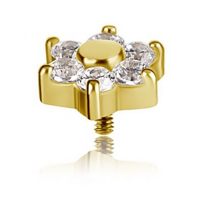 RICAMBIO A FIORE IN ORO MASSICCIO CON CRISTALLI