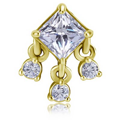 PIERCING MIT VERGOLDETEN QUADRATISCHEN UND BAUMELNDEN KRISTALLEN