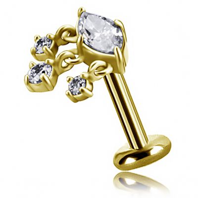 PIERCING EN FORME D'ŒIL DORÉ AVEC CRISTAUX PENDANTS