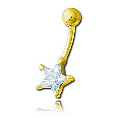 VERGOLDETES BAUCHNABELPIERCING MIT STERNKRISTALL