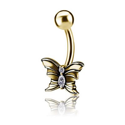 BIJOU DE NOMBRIL PAPILLON EN CRISTAL