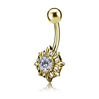 GOLD PLATED NAVEL BUTTON JEWEL WITH CRYSTAL