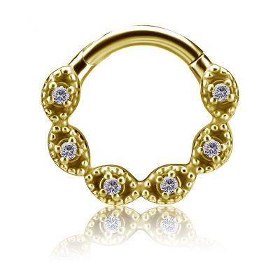 GOLD-PLATED CLICKER RING WITH PREMIUM ZIRCONIA