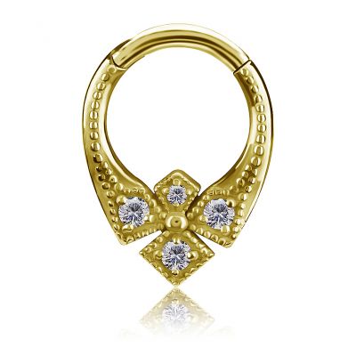 GOLD-PLATED CROSS CLICKER RING WITH PREMIUM ZIRCONIA