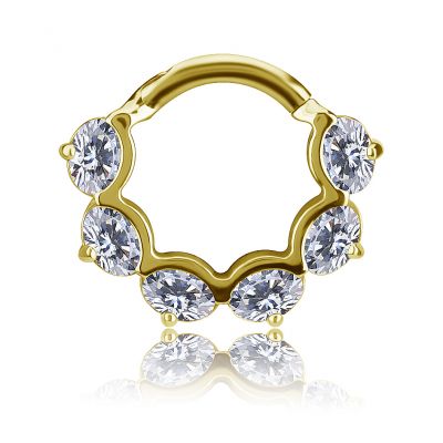 GOLD-PLATED CLICKER RING WITH OVAL PREMIUM ZIRCONIA
