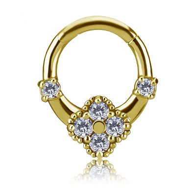 ARO CLICKER CHAPADO EN ORO CON ZIRCONIA PREMIUM EN ROMBO