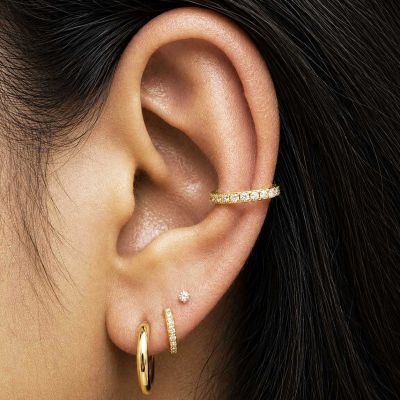 ORECCHINO CLICKER PLACCATO ORO PER CONCH CON CUBIC ZIRCONIA