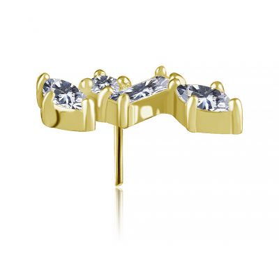 LABRET AUS TITAN GOLDBESCHICHTET THREADLESS MIT PREMIUM CUBIC ZIRKONIA ERSATZ