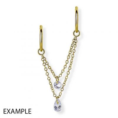 DOUBLE CHAIN WITH CRYSTALS FOR RING PIERCING