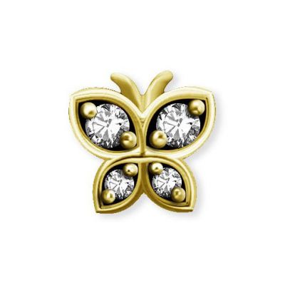 GOLD BUTTERFLY FOR PIERCING WITH INTERNAL THREAD