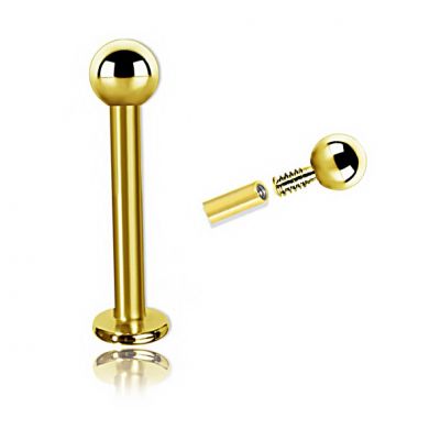 PIERCING DE LABRET CHAPADO EN ORO CON BOLA