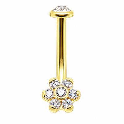 GOLD-PLATED CHRISTINA PIERCING WITH CRYSTAL FLOWER