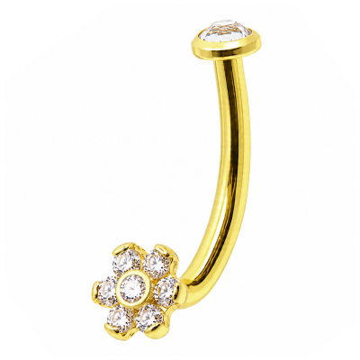 GOLD-PLATED CHRISTINA PIERCING WITH CRYSTAL FLOWER