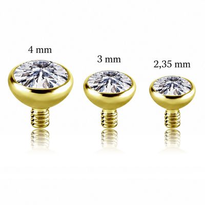 VERGOLDETES LABRET MIT WEISSEM KRISTALL-AUFSATZ