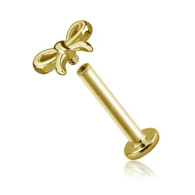 GOLD-PLATED LABRET WITH BOW-SHAPED REPLACEMENT