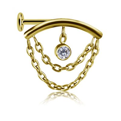 GIOIELLO PLACCATO ORO FLAT-HELIX CON CATENE E CRISTALLO