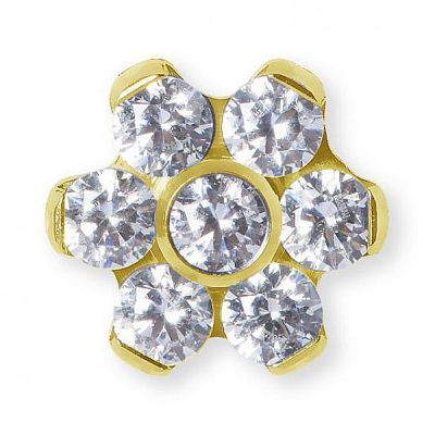 LABRET CON FLOR EN CIRCONITAS PREMIUM BAÑADO EN ORO