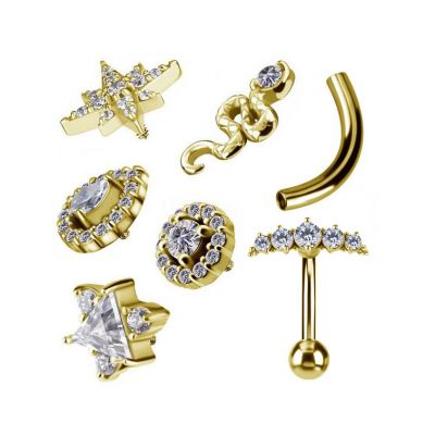 GOLDBESCHICHTETER ERSATZ GEBOGENE STANGE FÜR BAUCHNABELPIERCING