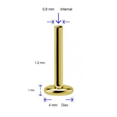 LABRET EN TITANE PLAQUÉ OR AVEC FILETAGE INTÉRIEUR