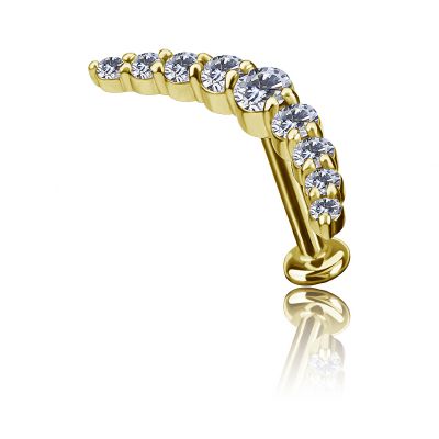 THREADLESS GOLD-PLATED JEWEL WITH ARC AND CRYSTALS