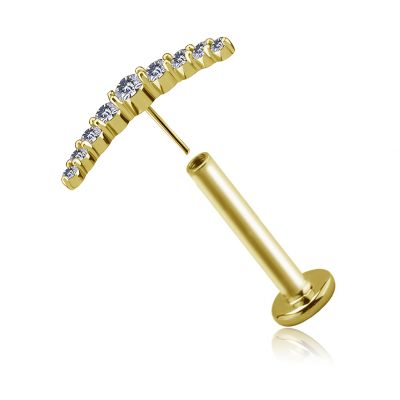 THREADLESS GOLD-PLATED JEWEL WITH ARC AND CRYSTALS