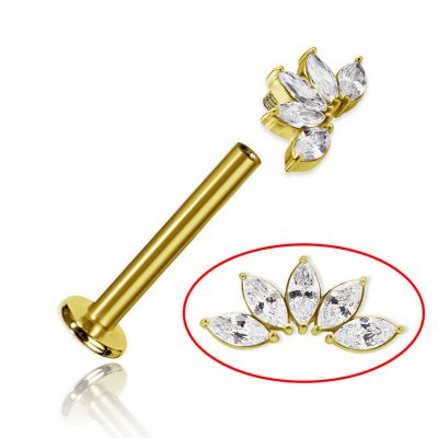 PIERCING DORATO CON FOGLIE IN CRISTALLO