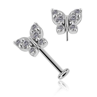 GIOIELLO PIERCING PER ORECCHIO CON FARFALLA DI CRISTALLI