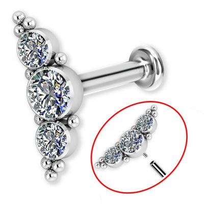 LABRET CON FILETTO INTERNO E 3 CRISTALLI PREMIUM