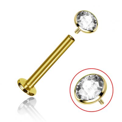 LABRET BAÑO ORO CON ROSCA INTERIOR CON CRISTAL