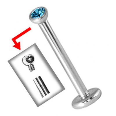 LABRET PIERCING MIT INNENGEWINDE UND KRISTALL