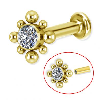 LABRET EN TITANE PLAQUÉ OR AVEC CRISTAL