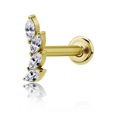 LABRET DE PIERCING AVEC PÉTALES DE CRISTAL