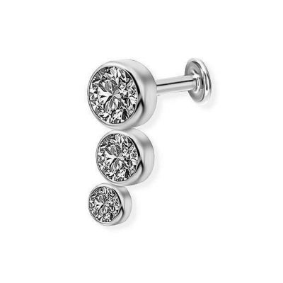 LABRET MIT DREI KRISTALLEN FÜR GESICHTS- UND OHRPIERCINGS