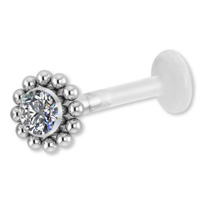 LABRET CON CRISTAL PREMIUM Y DIEZ BOLAS ALREDEDOR