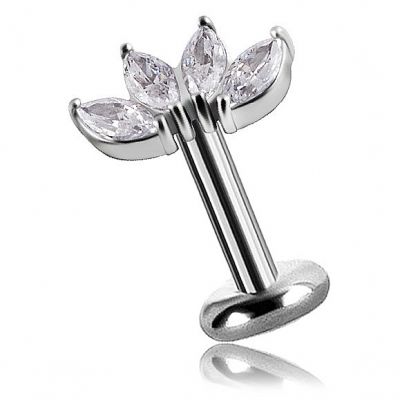 PIERCING AVEC QUATRE FEUILLES DE CRISTAL TAILLE MARQUISE