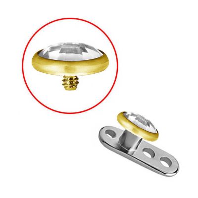PIERCING MICRODERMIQUE AVEC REMPLACEMENT PLAQUÉ OR ET CRISTAL