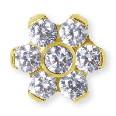 GOLD FLOWER WITH EXTERNAL THREAD AND CRYSTALS
