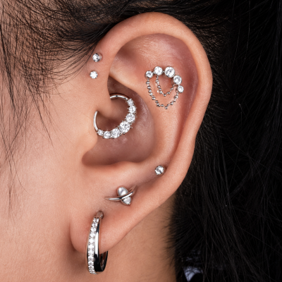 PIERCING DAITH ET SEPTUM AVEC 7 CRISTAUX