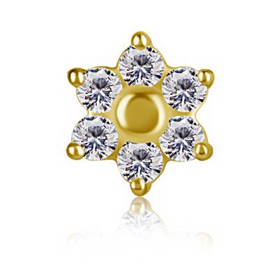 GOLD NOSE JEWEL WITH CRYSTALS FLOWER