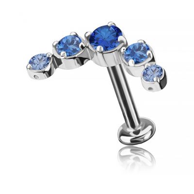 LABRET AVEC ARC EN CRISTAUX BLEUS