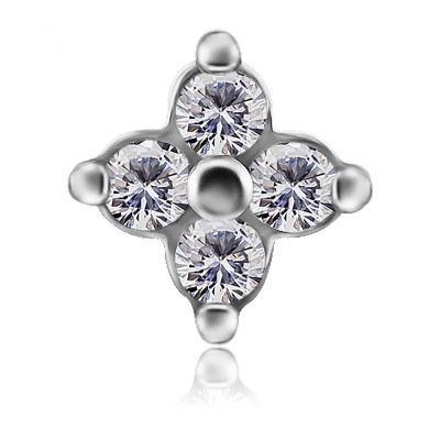 LABRET CON RICAMBIO A FORMA DI FIORE CON CUBIC ZIRCONIA