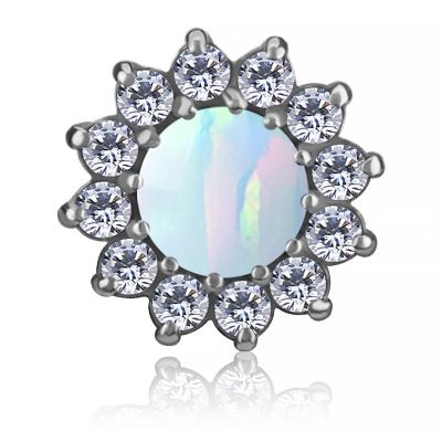 THREADLESS LABRET WITH OPAL AND CRYSTALS