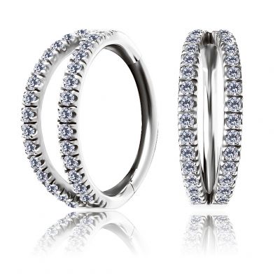 DOPPELREIHIGER CLICKER-OHRRING MIT ZIRKONIA
