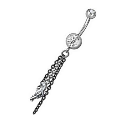 BAUCHNABELPIERCING MIT PISTOLE
