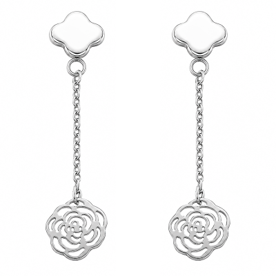 PENDIENTES COLGANTES CON ROSA