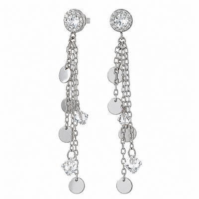 BOUCLES D'OREILLES PENDANTES AVEC CRISTAUX ET DISQUES