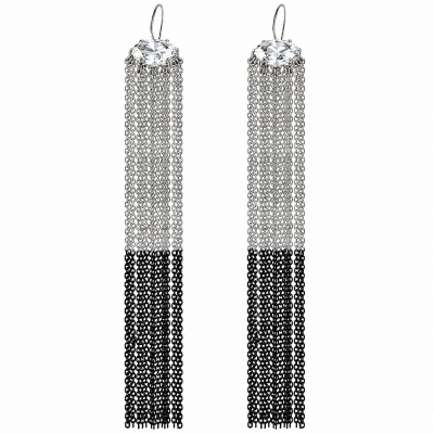 BOUCLES D'OREILLES PENDANTES BLANCHES ET NOIRES