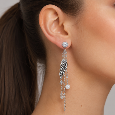 BOUCLES D'OREILLES PENDANTES AVEC AILES