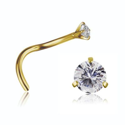 GOLD NOSE PIERCING WITH CUBIC ZIRCONIA 