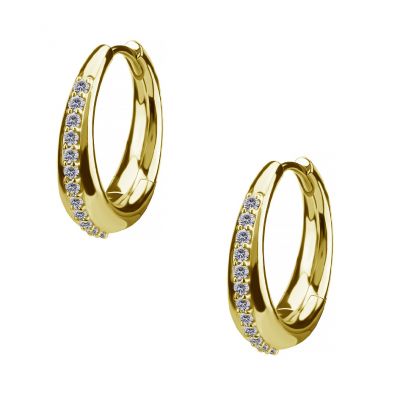 PENDIENTES CHAPADOS EN ORO CON FILA DE CRISTALES